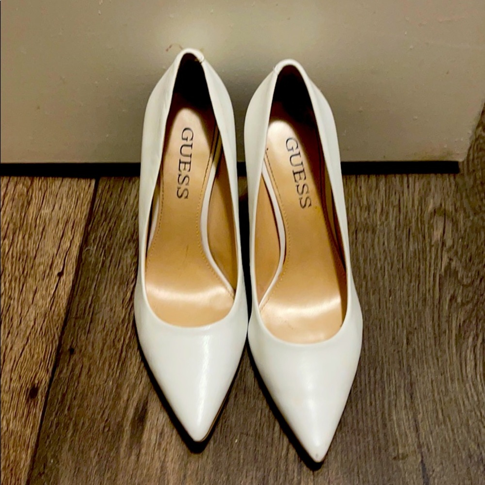 Guess white heels